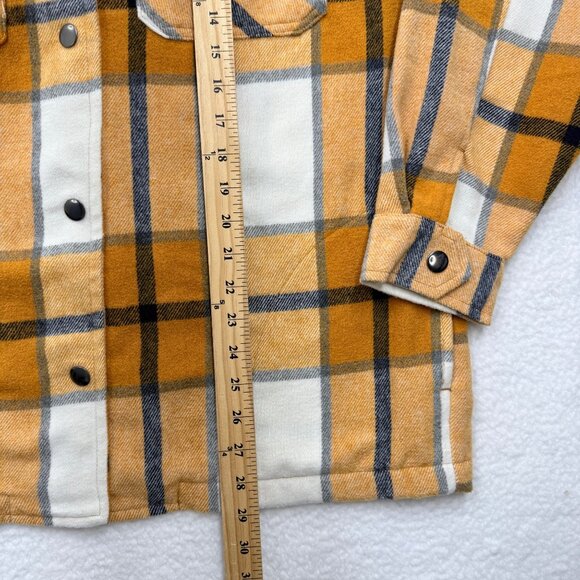 HFX Snap Front Orange Plaid Flannel Shacket Wool Blend Cabincore Outdoor Size M - Picture 10 of 11